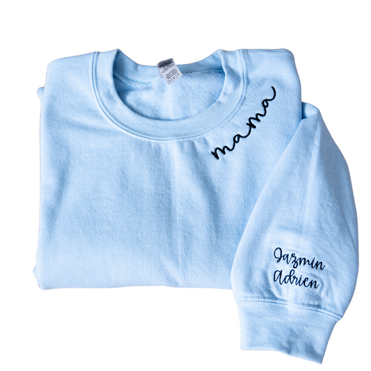 Mama Neckline Embroidered Sweatshirt