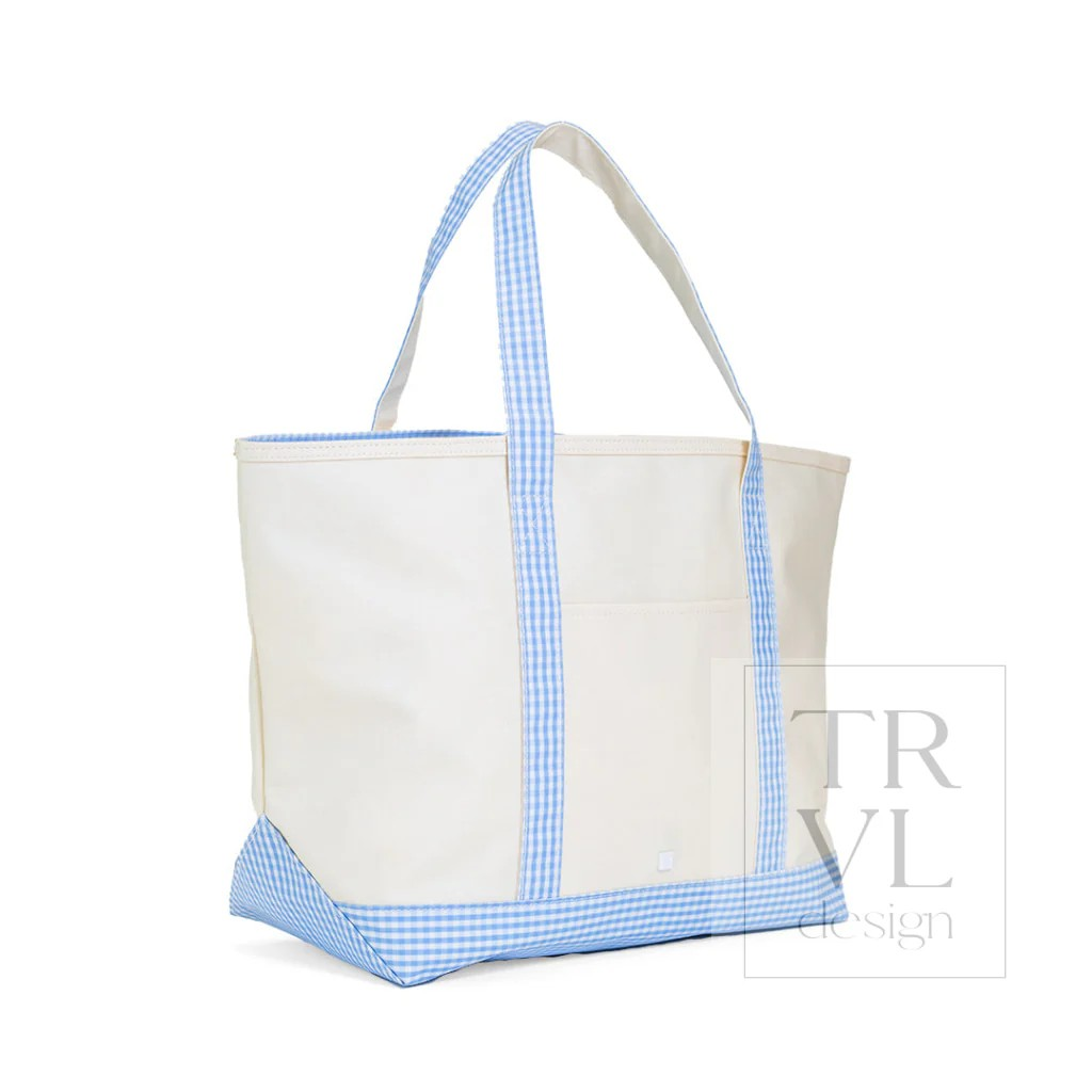 TRVL Sky Gingham Canvas Totes