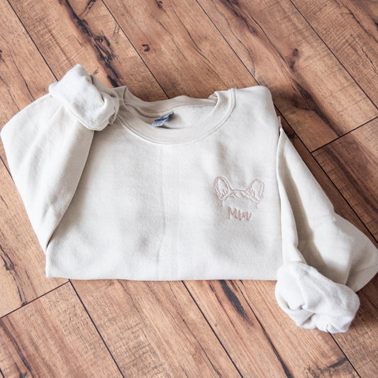 Custom Dog Ears + Name Embroidered Sweatshirt