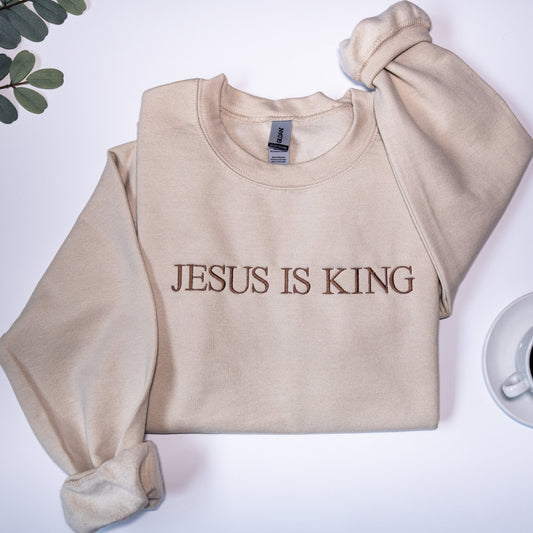Jesus Is King Embroidered Sweatshirt