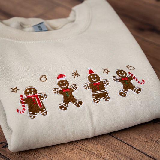 Gingerbread Men Embroidered Sweatshirt