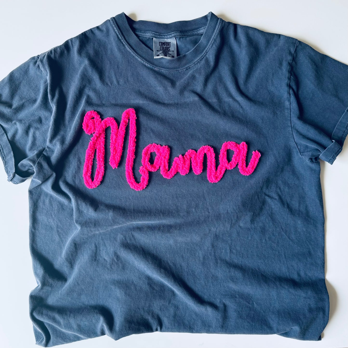 Custom Chenille Yarn Embroidered Comfort Colors Tee