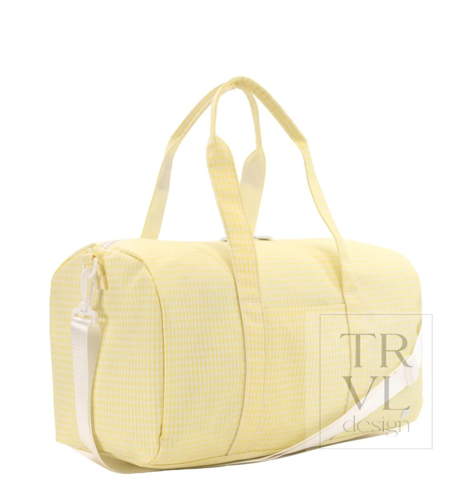 TRVL Buttercup Gingham Weekender Duffel Bag