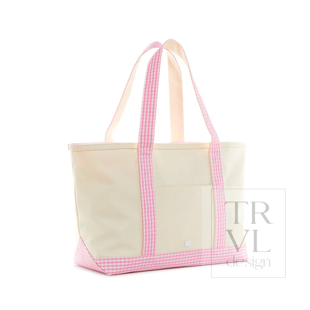 TRVL Pink Gingham Canvas Totes