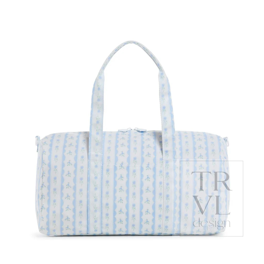 TRVL Ribbon Floral Blue Weekender Duffel Bag