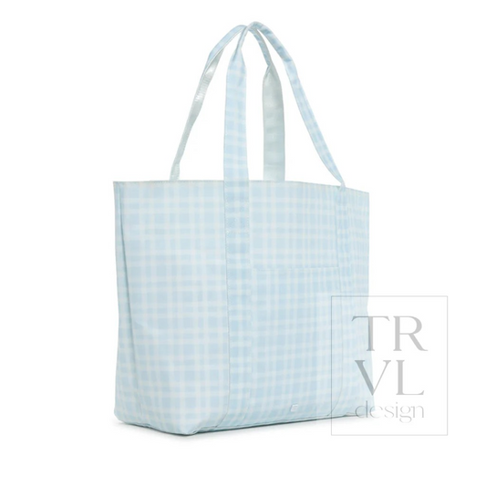 TRVL Pimlico Plaid Blue Jumbo X-Large Tote
