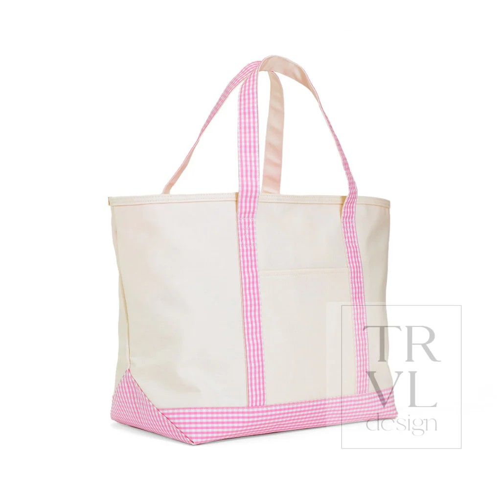 TRVL Pink Gingham Canvas Totes