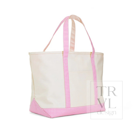 TRVL Pink Gingham Canvas Totes
