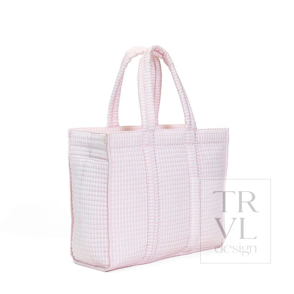 TRVL Pimlico Stripe Pink Quilted Go Go Tote