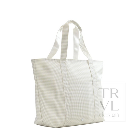 TRVL Pearl Grey Gingham Jumbo X-Large Tote