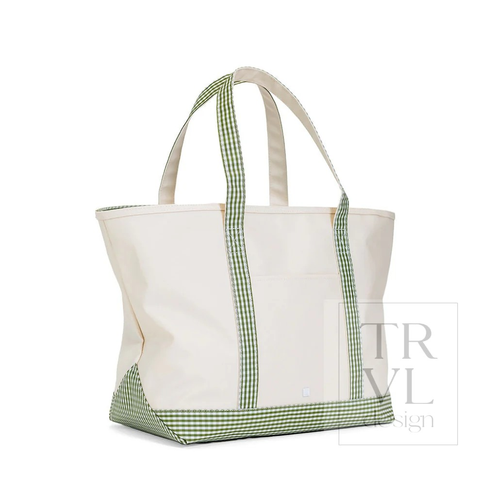 TRVL Moss Gingham Canvas Totes