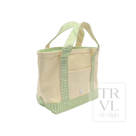 TRVL Leaf Gingham Canvas Totes