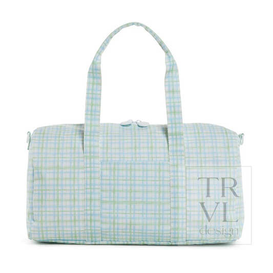 TRVL Classic Plaid Green Weekender Duffel Bag