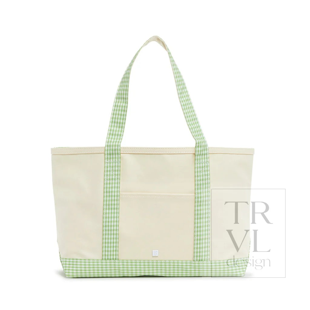 TRVL Leaf Gingham Canvas Totes
