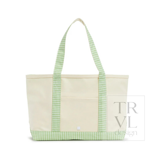 TRVL Leaf Gingham Canvas Totes