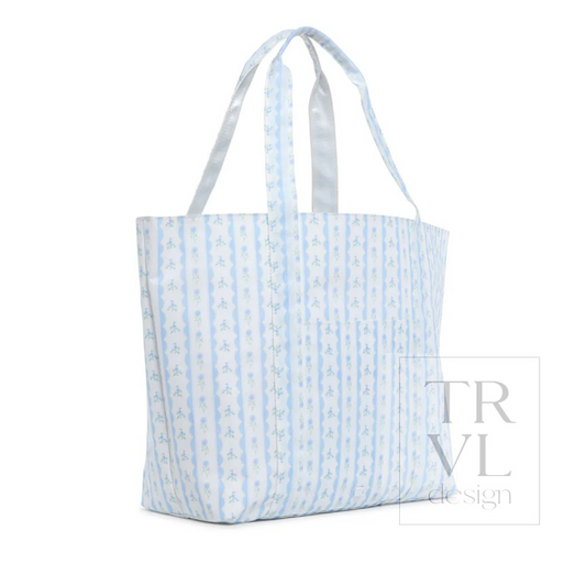 TRVL Ribbon Floral Blue Jumbo X-Large Tote