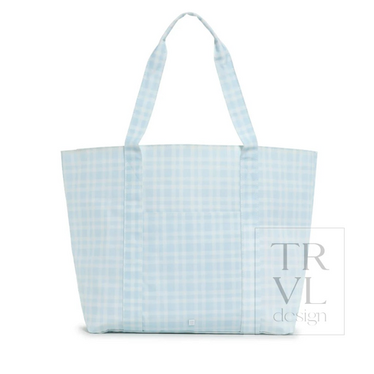 TRVL Pimlico Plaid Blue Jumbo X-Large Tote