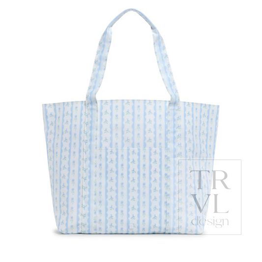 TRVL Ribbon Floral Blue Jumbo X-Large Tote