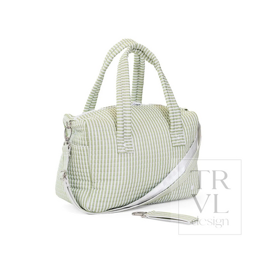 TRVL Pimlico Stripe Sage Quilted Stroller Bag