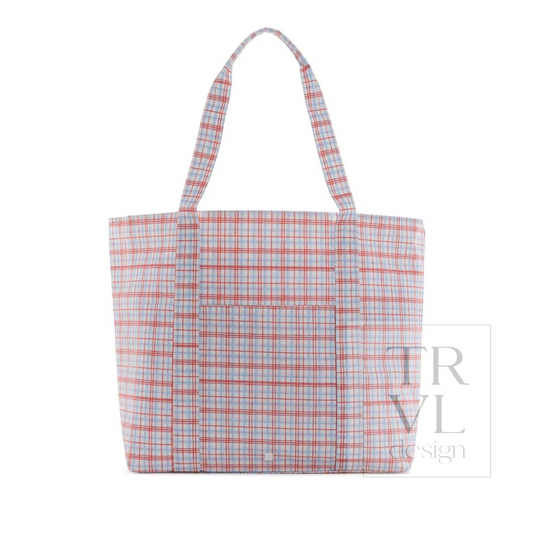 TRVL Classic Plaid Red Jumbo X-Large Tote