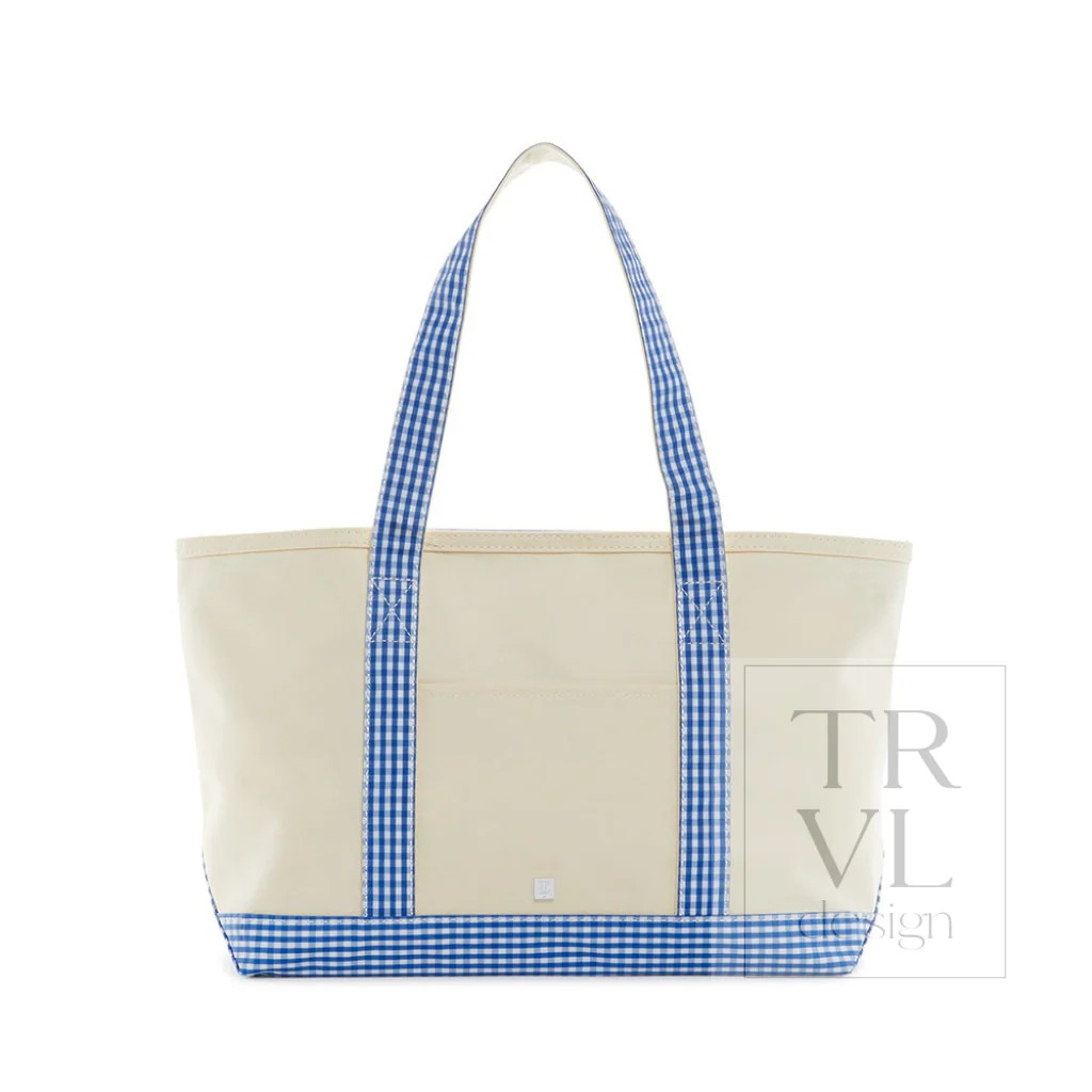 TRVL Royal Gingham Medium Canvas Tote