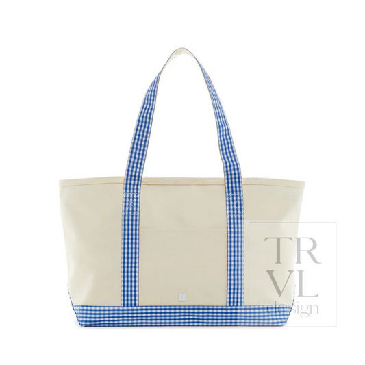 TRVL Royal Gingham Medium Canvas Tote