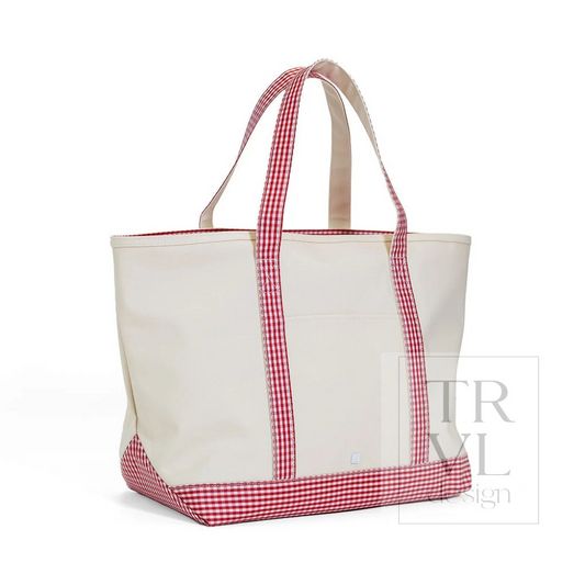 TRVL Red Gingham Canvas Totes