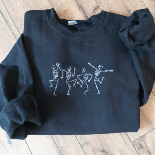 Dancing Skeletons Embroidered Crewneck