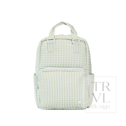TRVL Pimlico Stripe Sage Quilted Diaper Bag