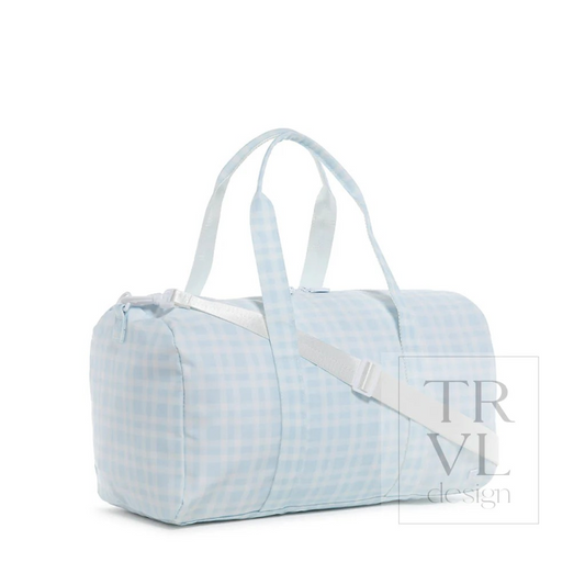 TRVL Pimlico Plaid Blue Weekender Duffel Bag