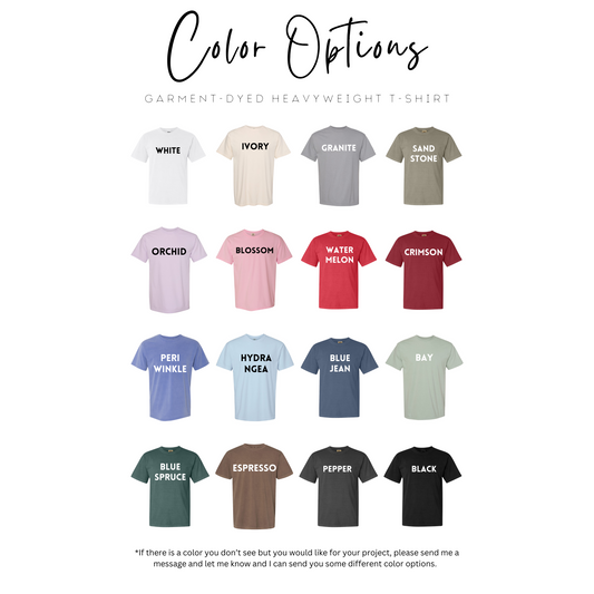 Custom Chenille Yarn Embroidered Comfort Colors Tee