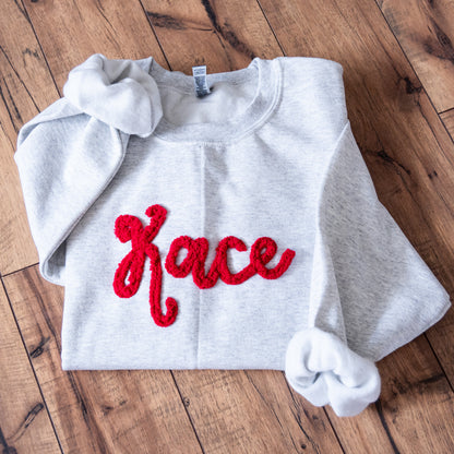 Custom Chenille Yarn Embroidered Crewneck