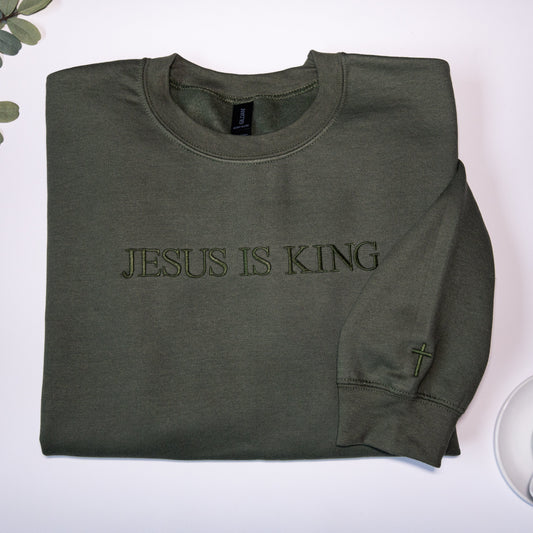 Jesus Is King Embroidered Sweatshirt