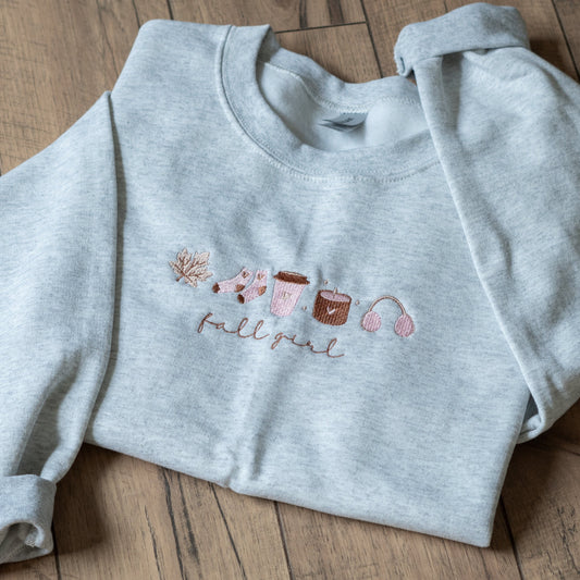 Fall Girl Embroidered Crewneck