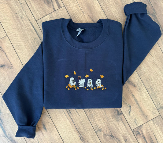 Ghost & Pumpkins Embroidered Crewneck