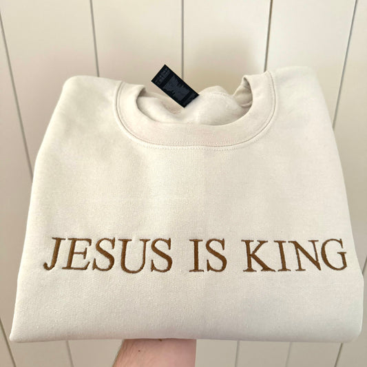 JESUS IS KING Embroidered Crewneck