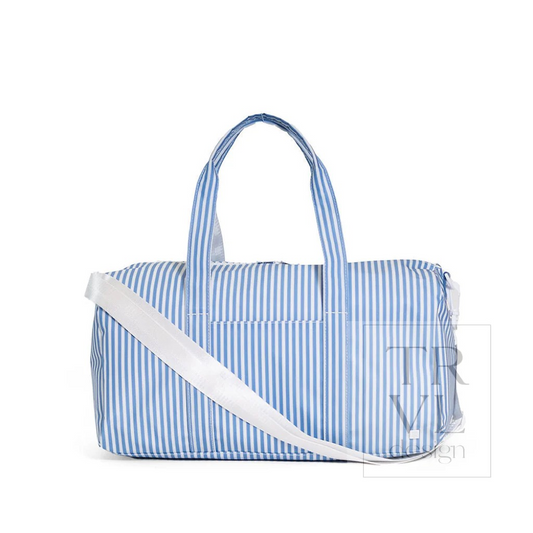 TRVL Pimlico Stripe Chambray Weekender Duffel Bag