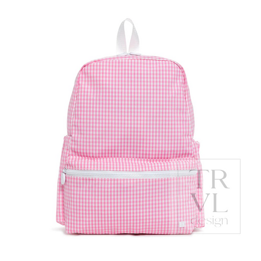 TRVL Pink Gingham Backpackers