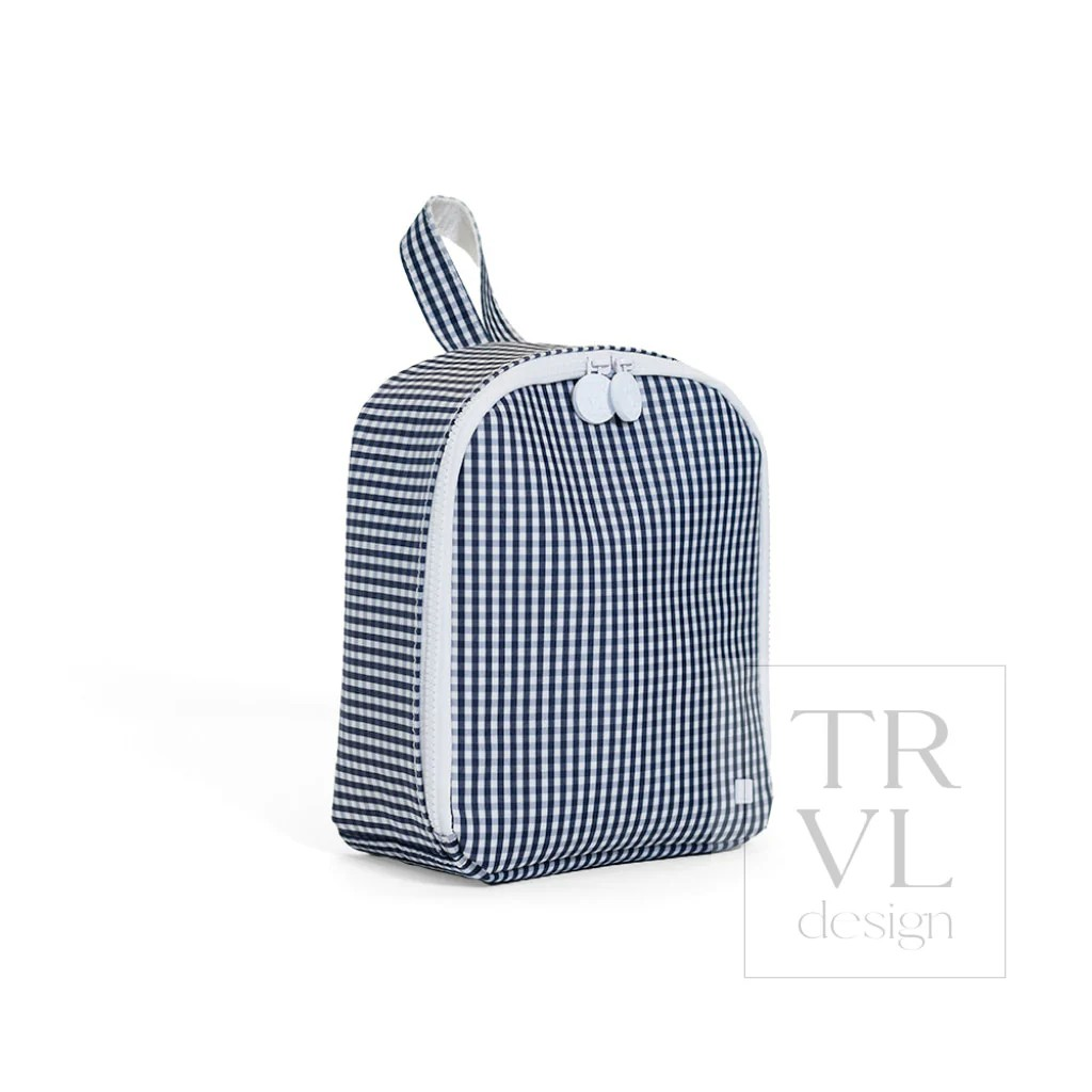 TRVL Navy Gingham 'Bring It' Lunch Bag