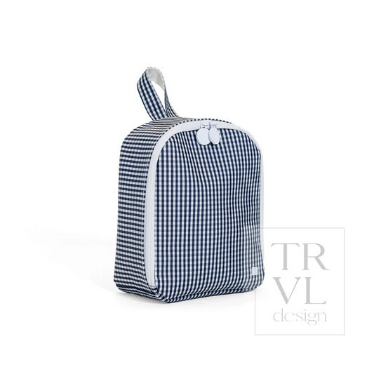TRVL Navy Gingham 'Bring It' Lunch Bag
