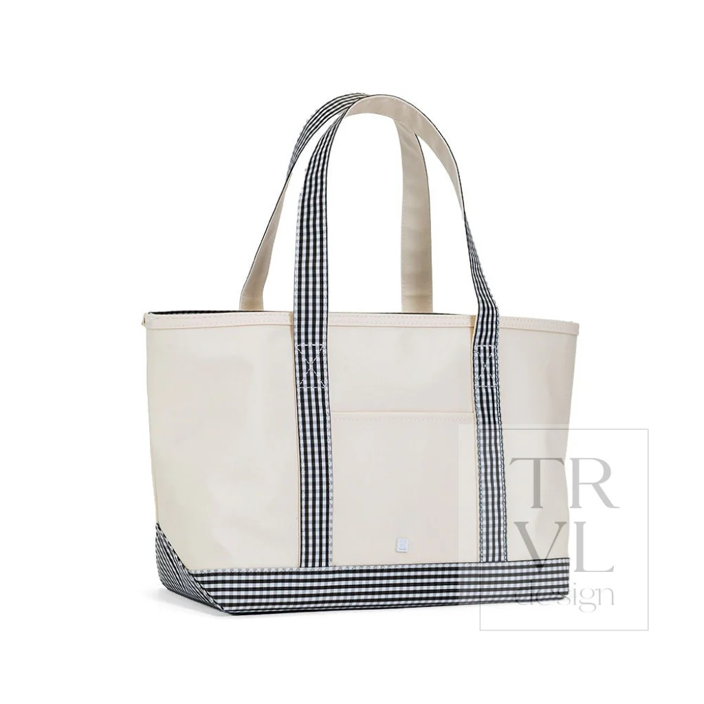 TRVL Black Gingham Canvas Tote
