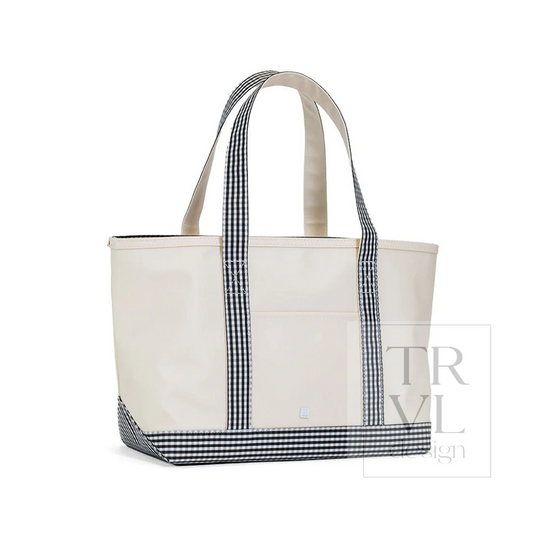 TRVL Black Gingham Canvas Tote
