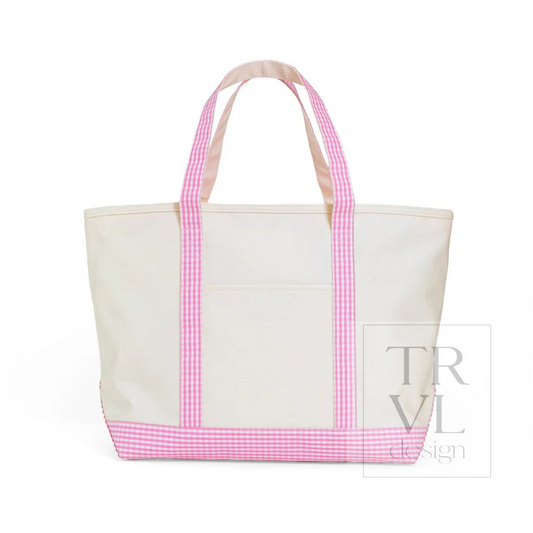 TRVL Pink Gingham Canvas Totes