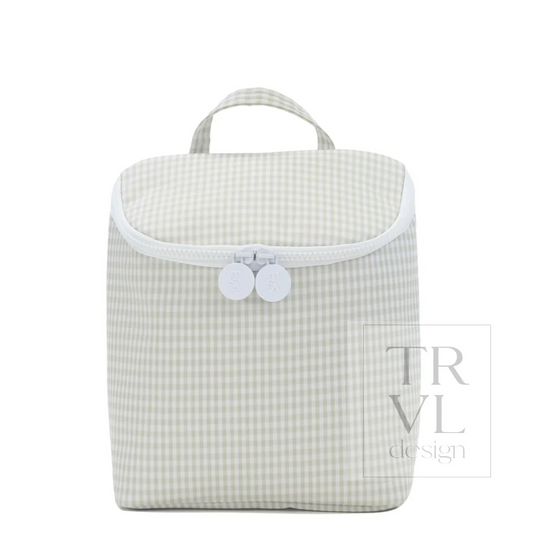 TRVL Pearl Grey Gingham 'Take Away' Lunch Bag