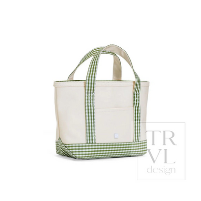 TRVL Moss Gingham Canvas Totes