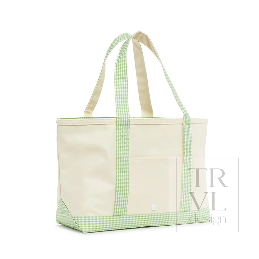 TRVL Leaf Gingham Canvas Totes