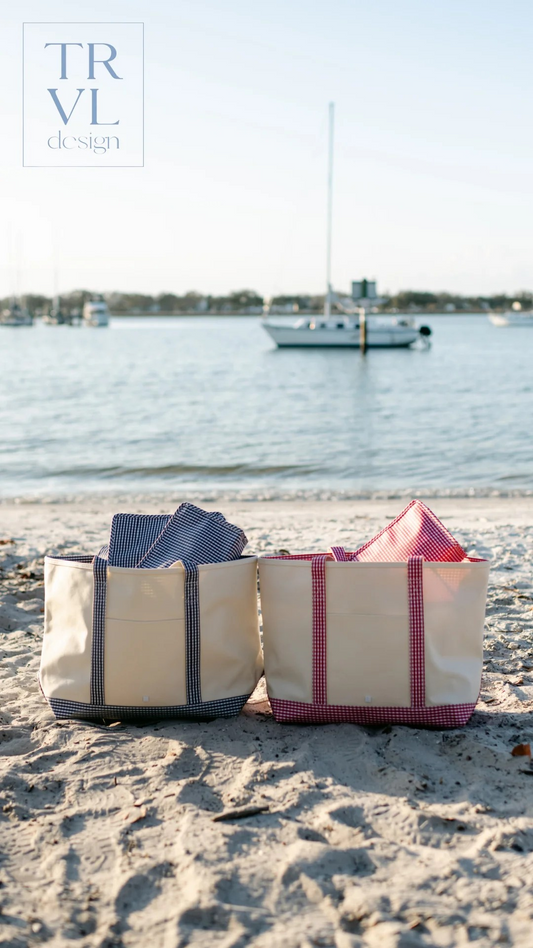 TRVL Red Gingham Canvas Totes