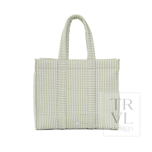 TRVL Pimlico Stripe Sage Quilted Go Go Tote