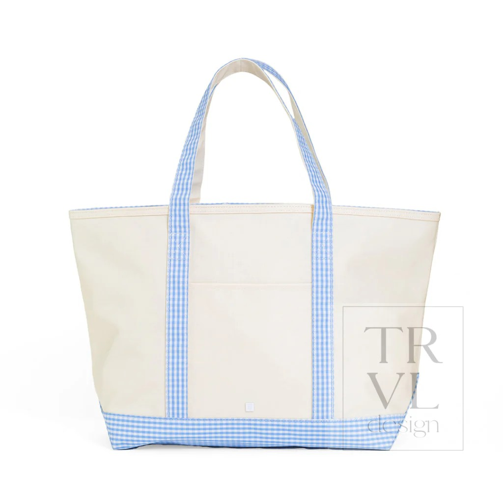 TRVL Sky Gingham Canvas Totes