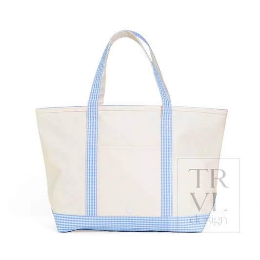 TRVL Sky Gingham Canvas Totes